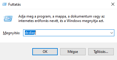 dxdiag parancs