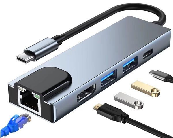 5-az-1-ben Type-C USB HUB