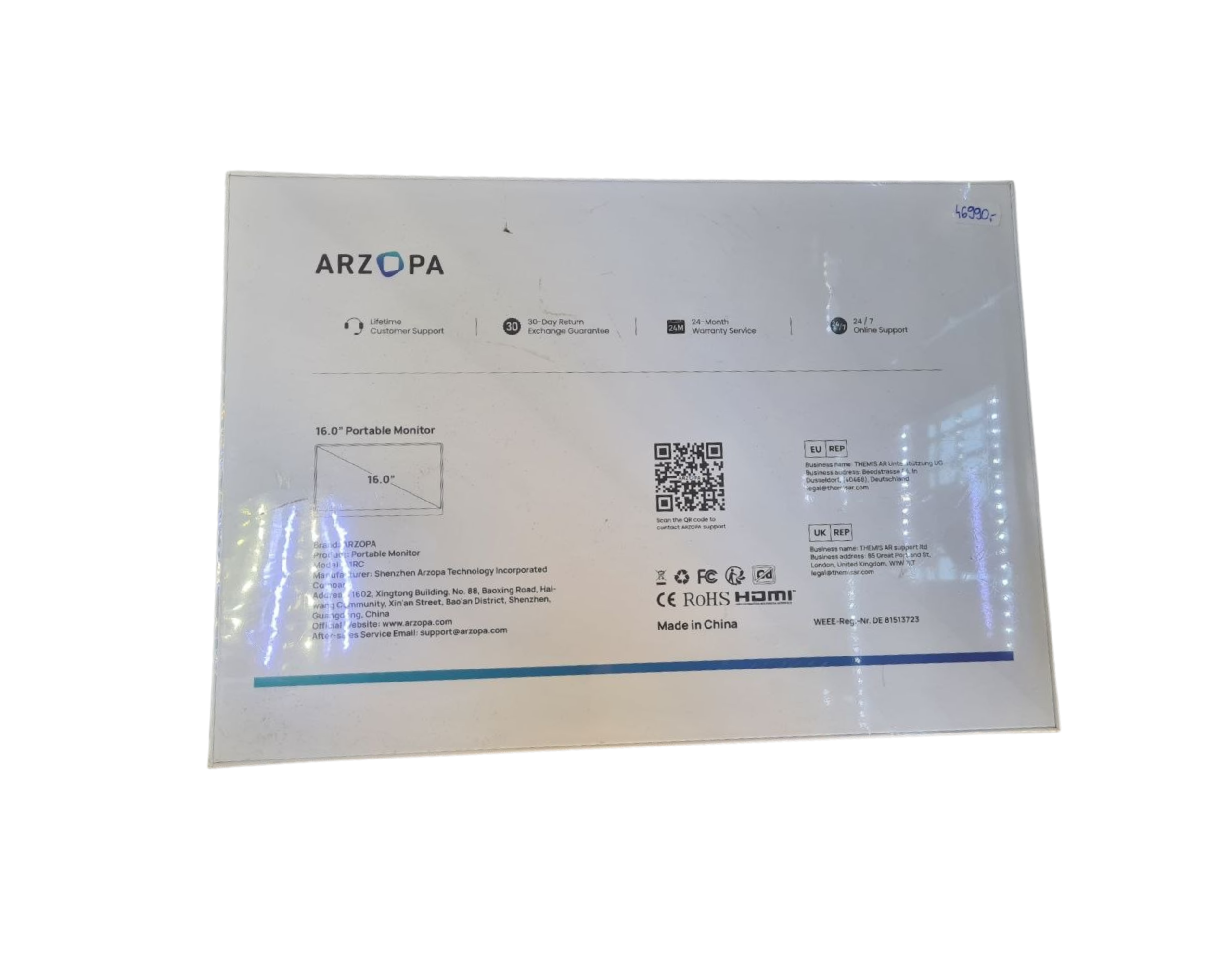 Arzopa Z1RC hordozható 16" -os 2.5K felbontású IPS monitor Arzopa Z1RC hordozható 16" -os 2.5K felbontású IPS monitor